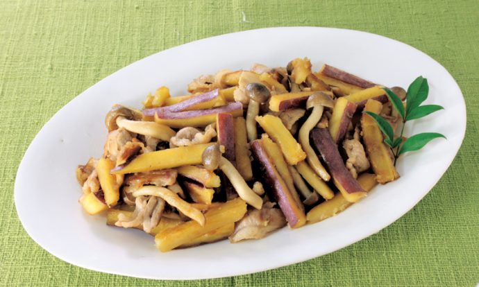 さつまいもと豚バラの香り炒め