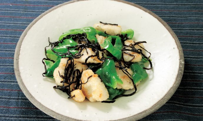 塩吹昆布を使って！鶏肉とピーマンと炒め物