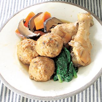 乾しいたけと豆腐団子の彩り煮