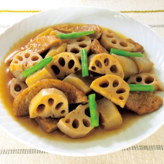 れんこんとじゃこ天の煮物