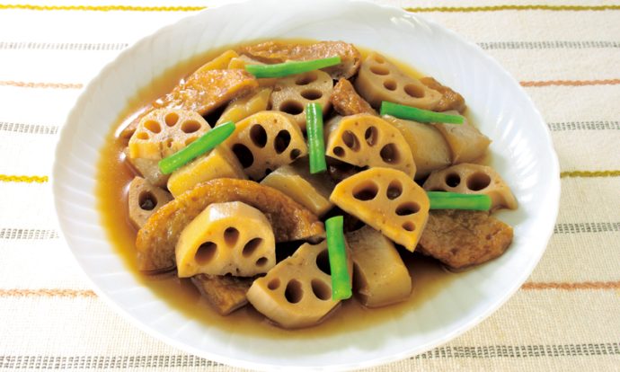 れんこんとじゃこ天の煮物