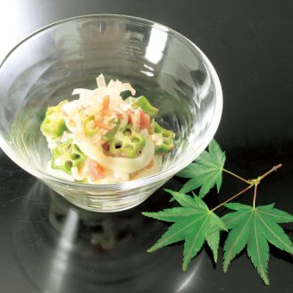 いかそうめんのオクラ梅風味