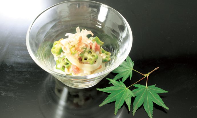 いかそうめんのオクラ梅風味