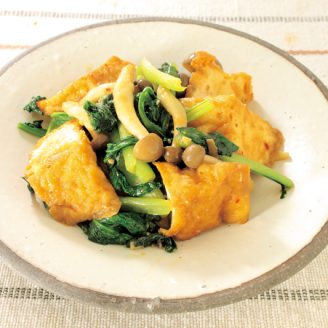 厚揚げと小松菜の味噌炒め