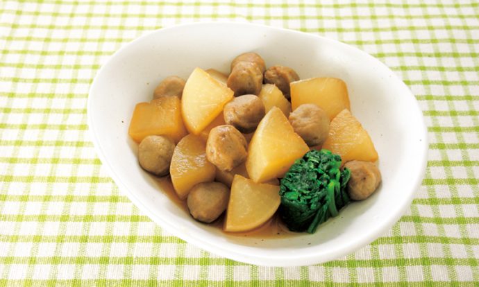 大根といわし団子のめんつゆ煮