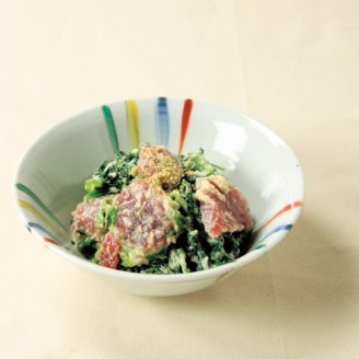 漬けまぐろとほうれん草の白和え