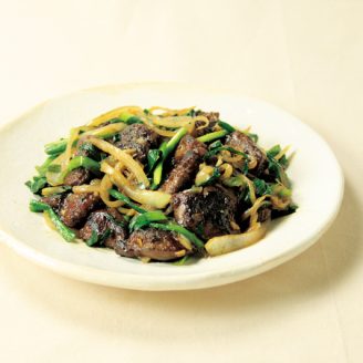 鶏レバーとニラのオイスター炒め