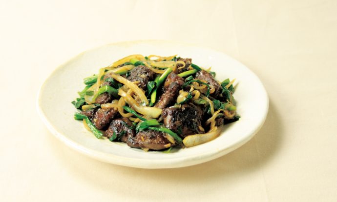 鶏レバーとニラのオイスター炒め