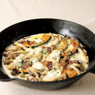 かぼちゃとベーコンのフライパングラタン