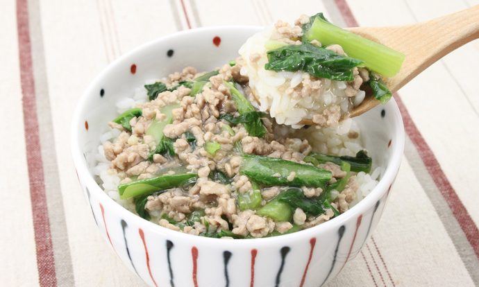 小松菜と豚ミンチのあんかけ丼