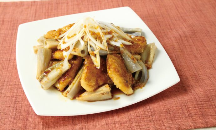 鶏ササミとれんこんの香味ねぎだれ