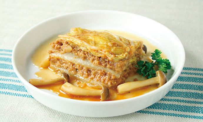 ミニ白菜とひき肉の重ね蒸し