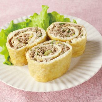 豚ミンチのあげ巻きレンジ蒸し