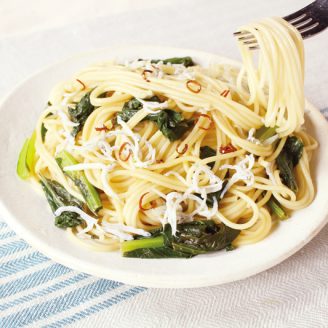 小松菜としらすのパスタ