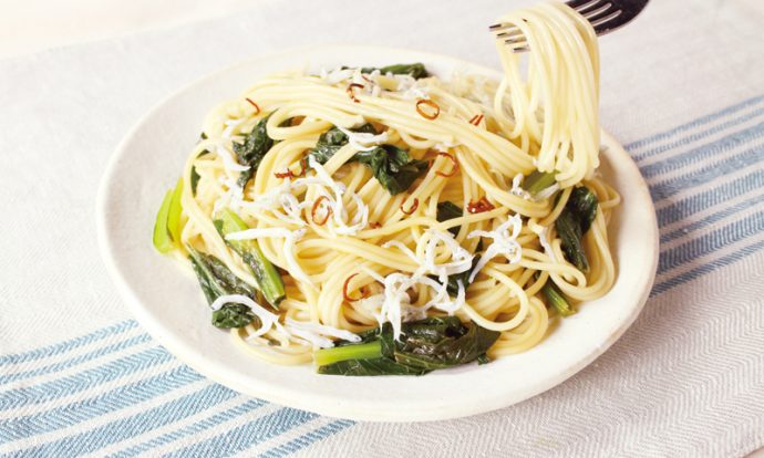 小松菜としらすのパスタ