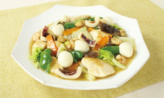 シーフードミックスとささみの八宝菜