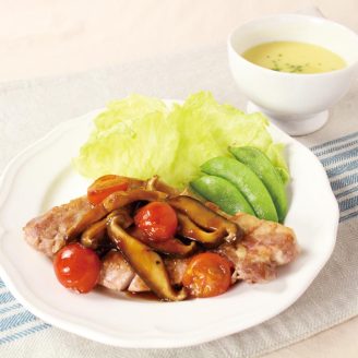 ポークソテーの椎茸ソース