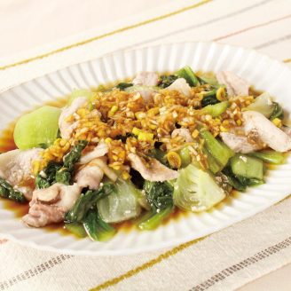 豚肉とチンゲンサイのレンジ蒸し