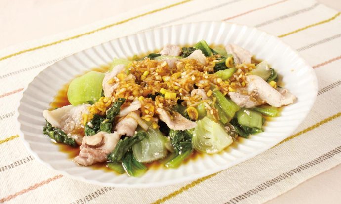 豚肉とチンゲンサイのレンジ蒸し