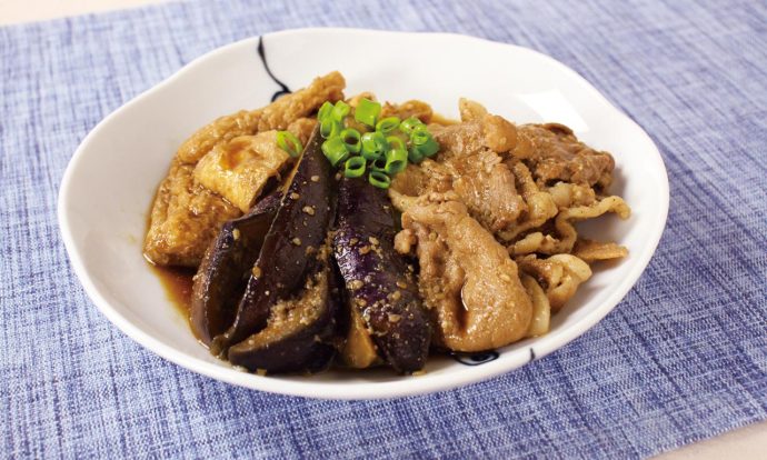 なすと豚肉のごま煮びたし