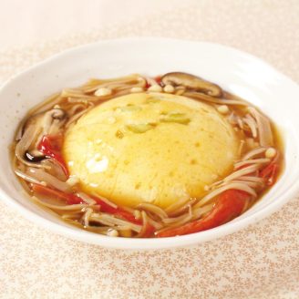 豆腐とかにかまの茶巾蒸し