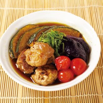 豚こまボールと野菜のぽん酢浸し