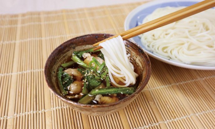 豚肉と小松菜のつけそうめん