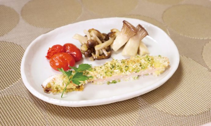 秋鮭のあおさパン粉焼き