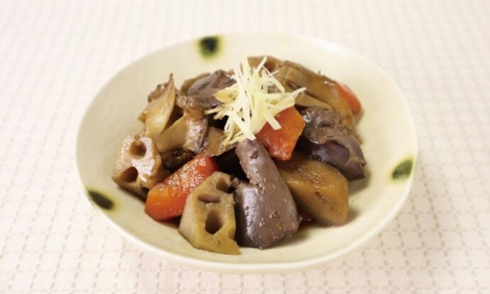 鶏レバーと根菜の甘辛煮