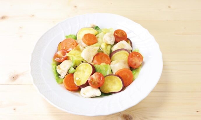 鶏ささみと野菜のオイル蒸し