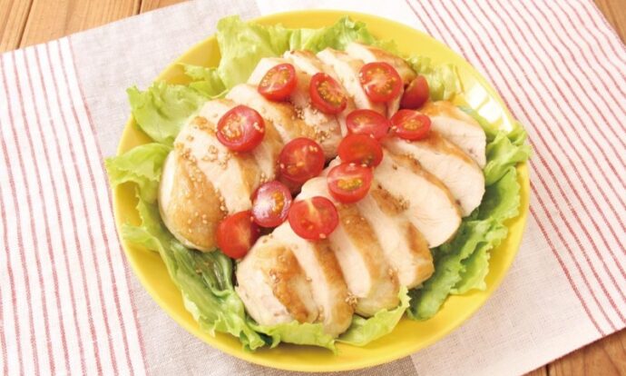 パリパリチキンのトマトポン酢だれ