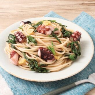 たこと春菊の和風ペペロンチーノ