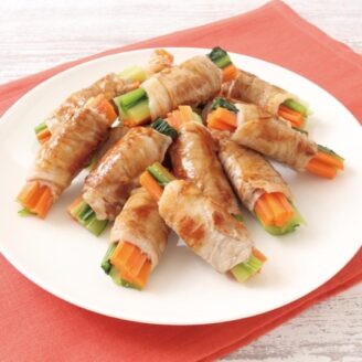 野菜の甘辛肉巻き