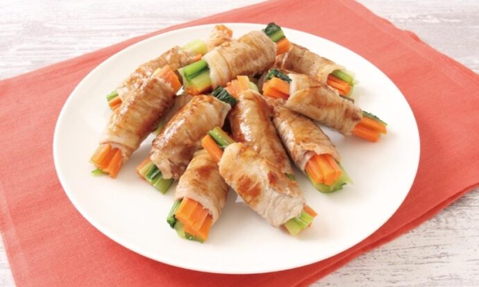 野菜の甘辛肉巻き