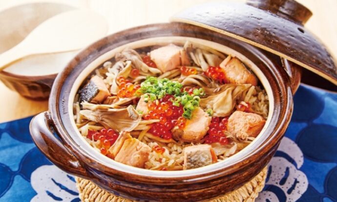 秋の味覚!鮭といくらの炊き込みご飯