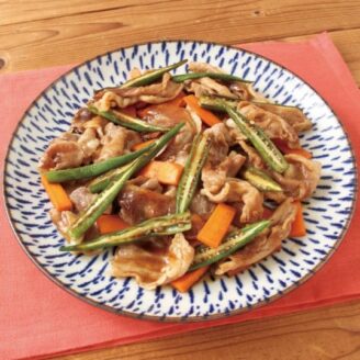 豚肉とオクラのしょうが焼き