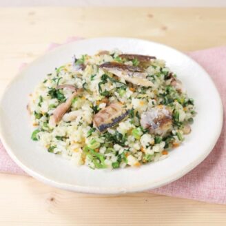 あじと春菊のチャーハン