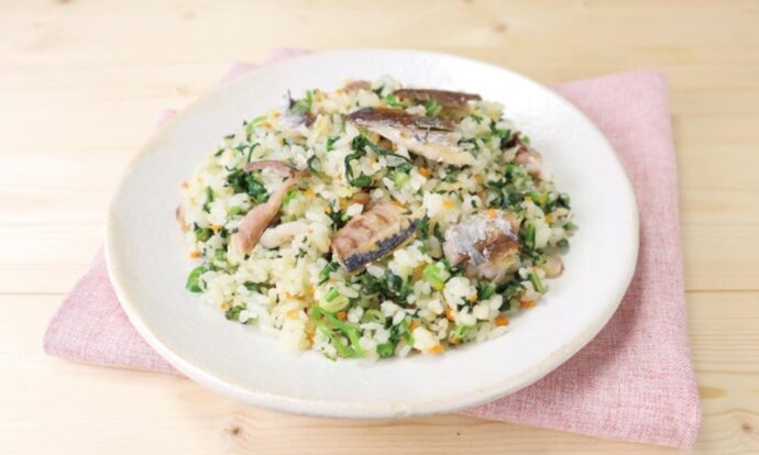 あじと春菊のチャーハン