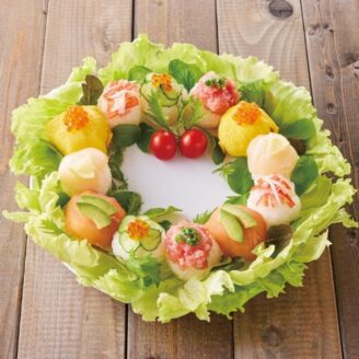 クリスマスリースのてまり寿司
